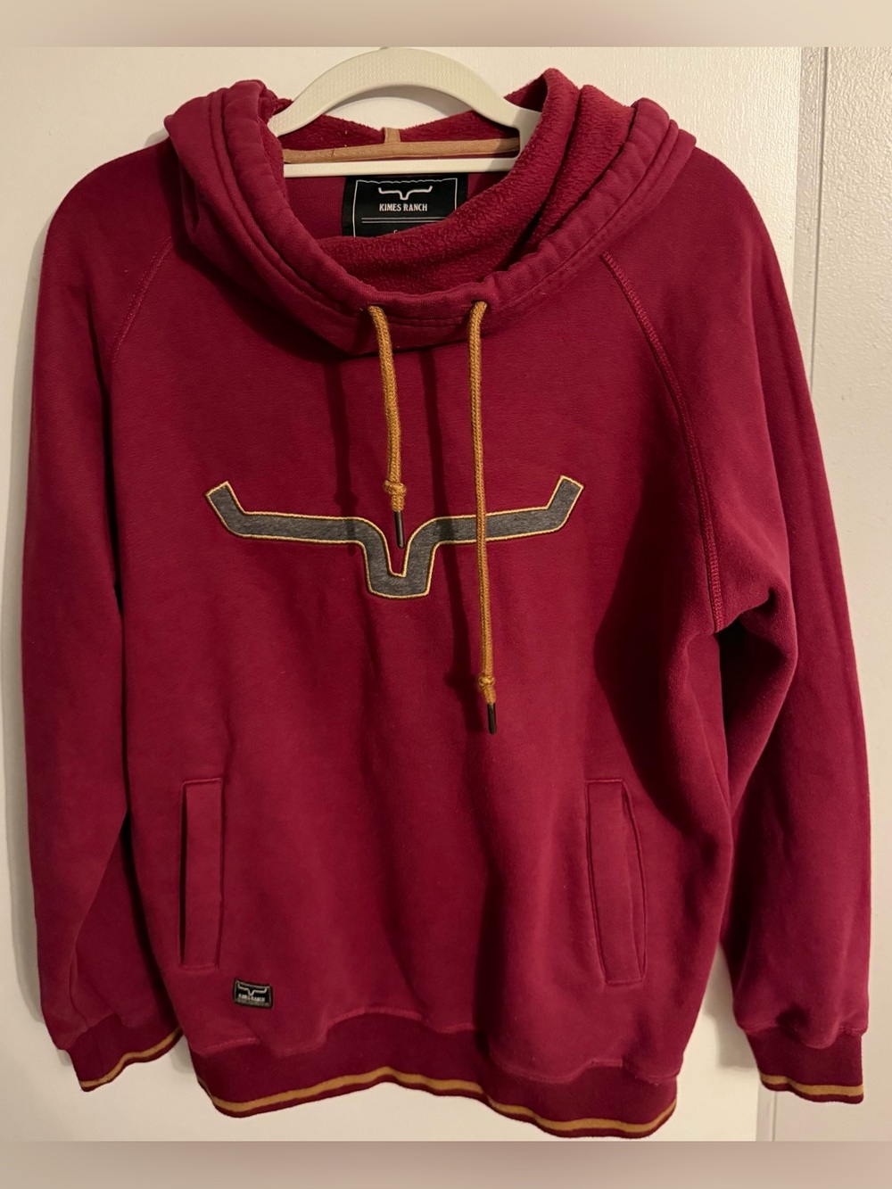 Kimes Ranch Women’s Cowl Neck Hoodie Small Burgundy Western